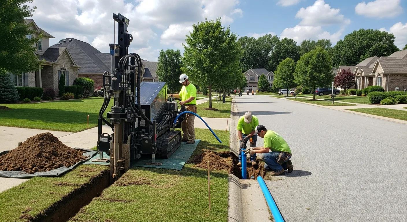 Directional boring technique showcasing minimal surface disruption in plumbing
